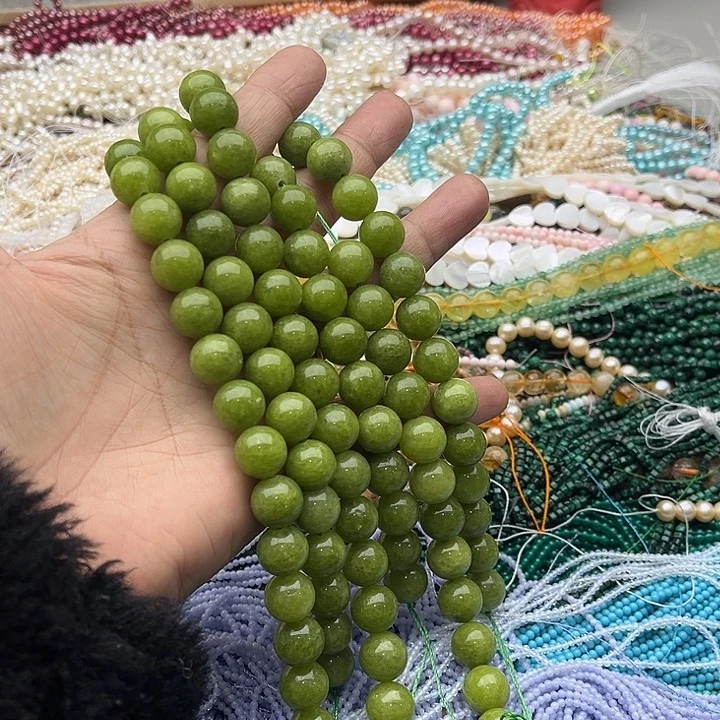 玛瑙/玉髓珠宝半成品未镶嵌一条12mm橄榄石