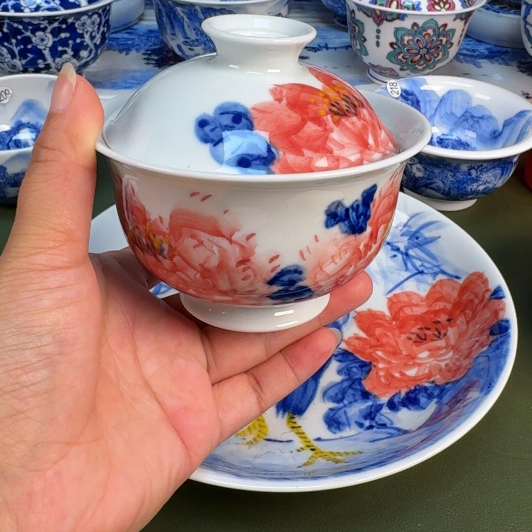 景德镇纯手绘茶具圆t219