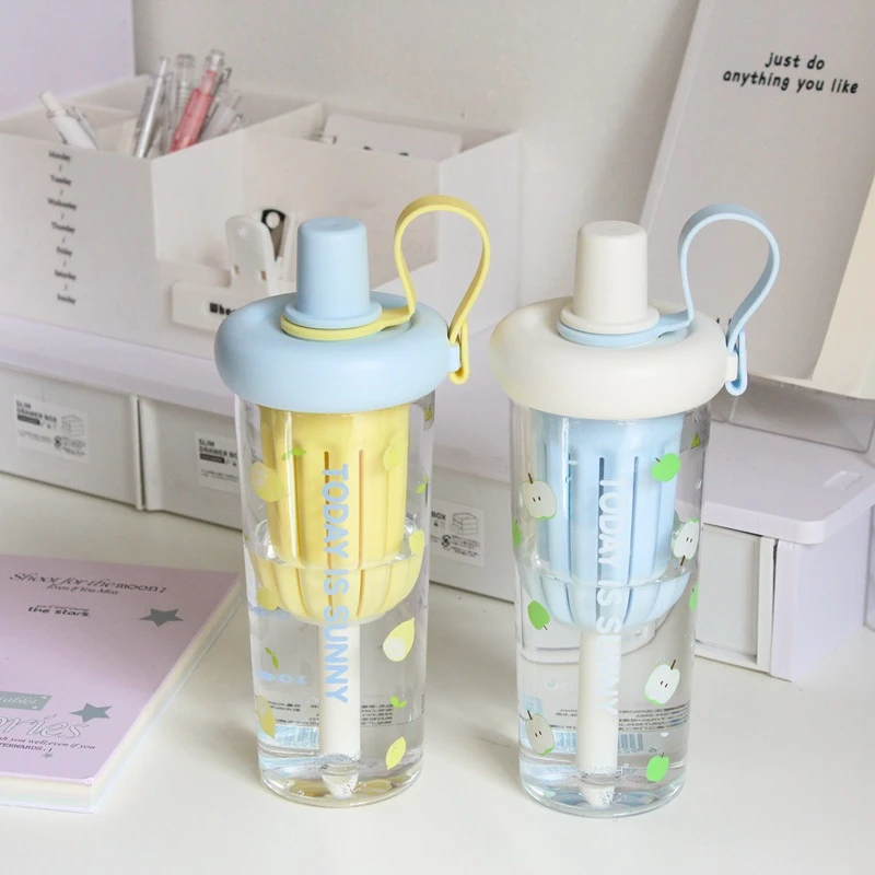 ins风高颜值大容量tritan随手杯带茶仓学生便携杯子吸管水杯女