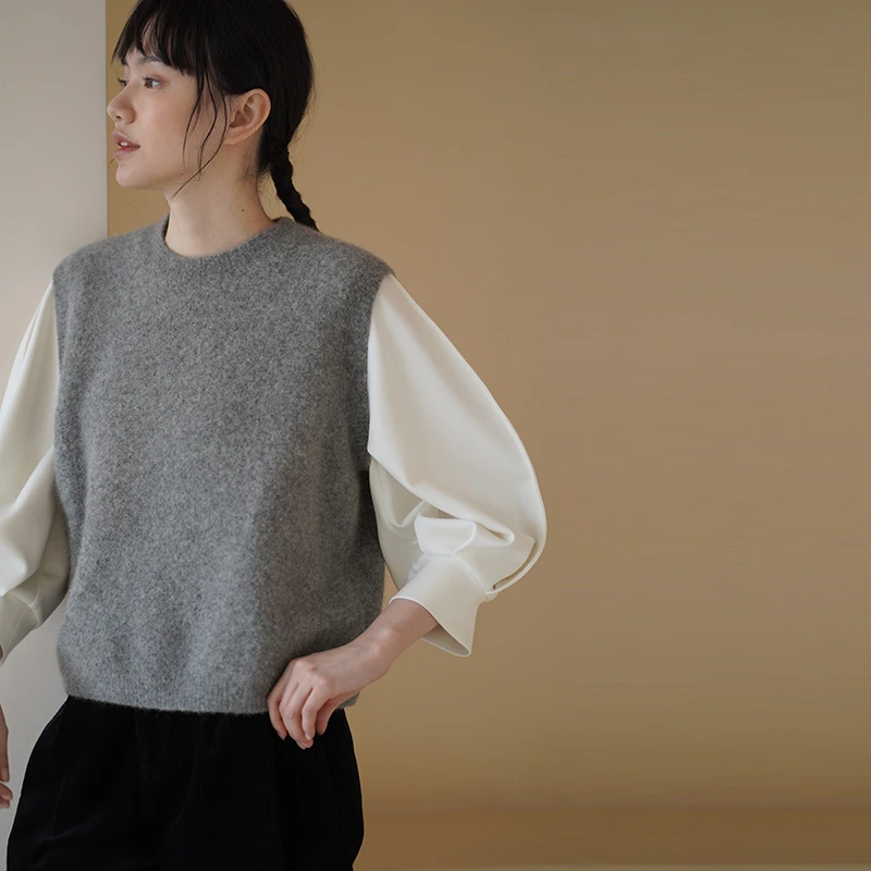 【女装优选】哈齿小姐混纺针织蓬松叠穿宽松背心女20NH2501246Z