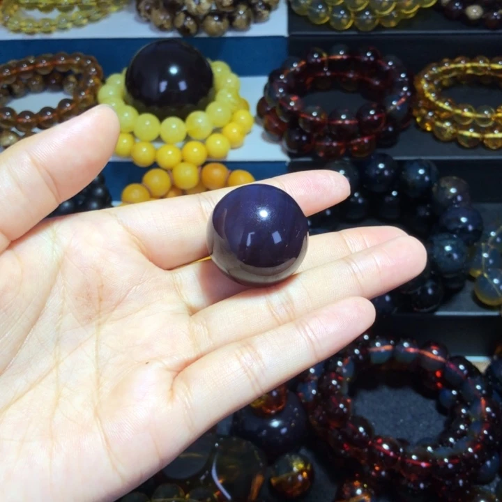 太***着琥珀未镶嵌手链黑加仑帝王紫紫罗兰大单珠