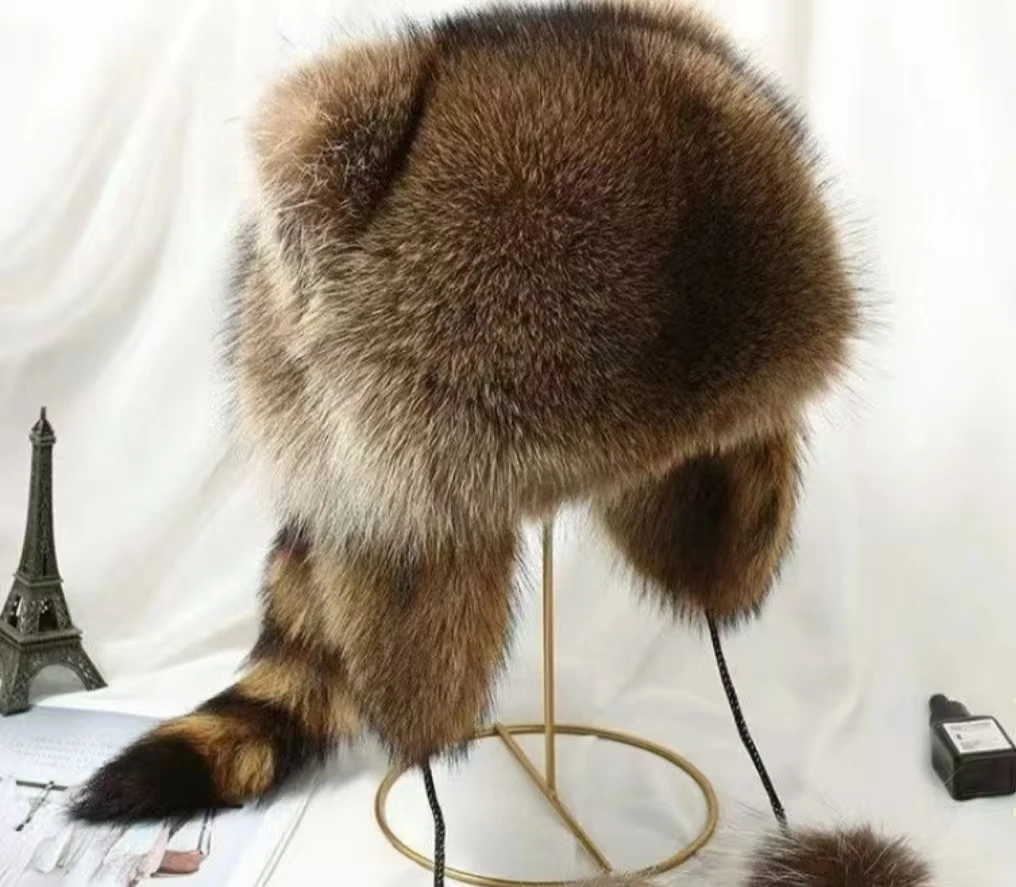 小浣熊帽子  环保毛