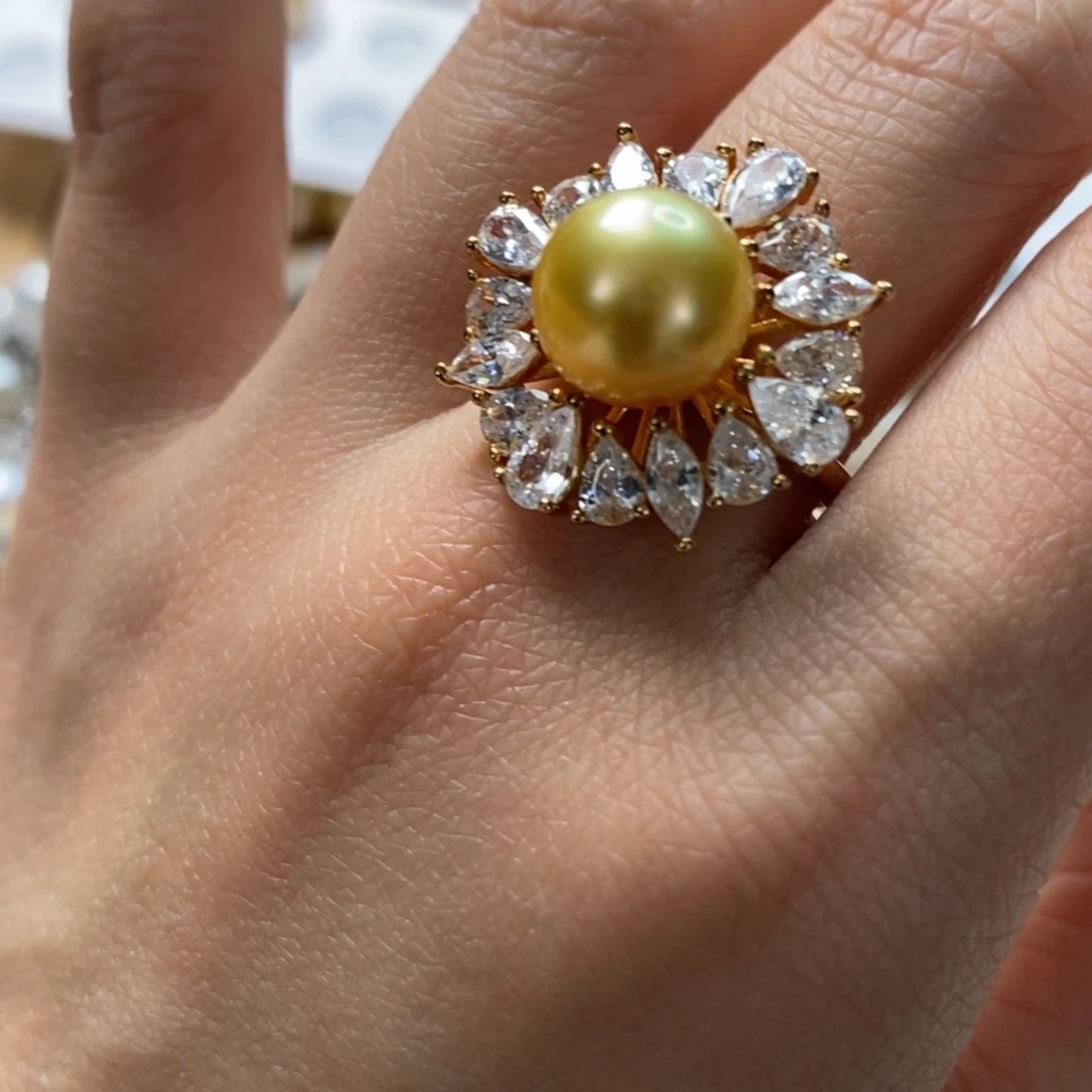 海水珍珠戒圈银S925镶嵌