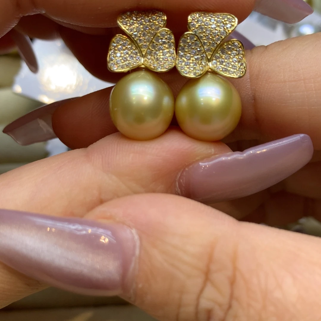 银S925镶嵌耳饰海水珍珠