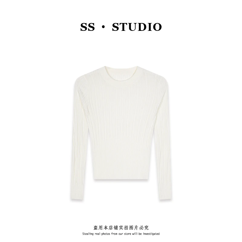 【SUSU】秋季新款简约休闲百搭长袖针织衫圆领套头打底上衣SS-5781