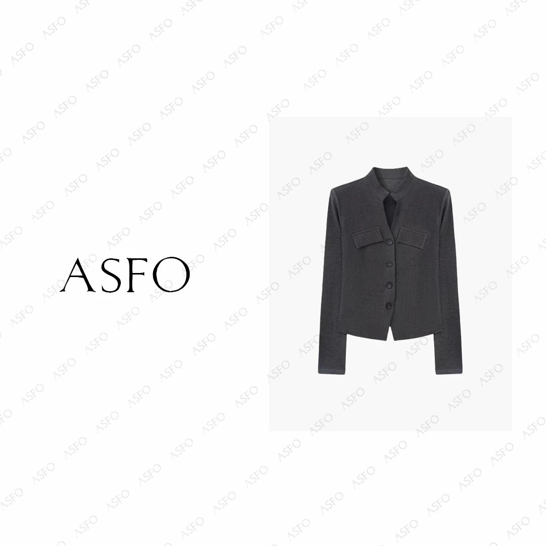 【AS儒意】25新定制高级舒适简约百搭开衫式修身上衣AS25QXS00530