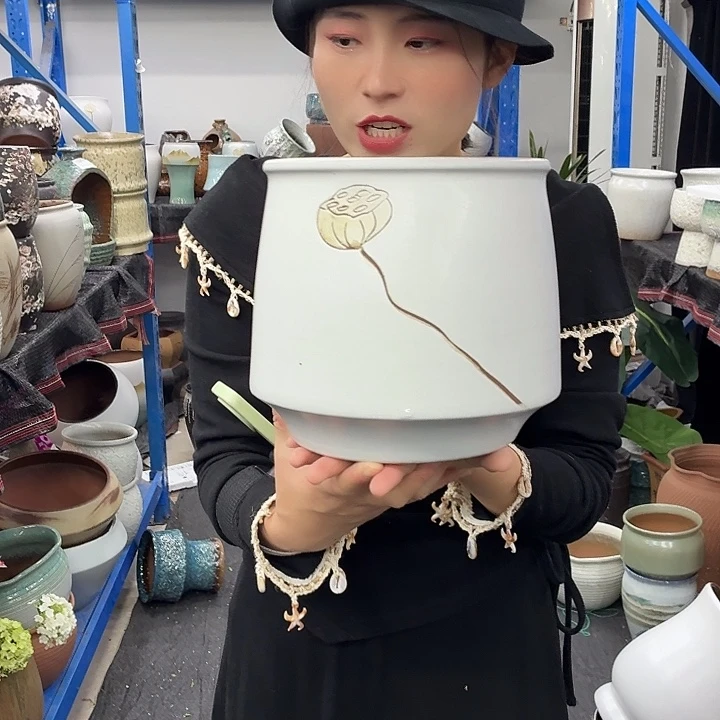 19×21 -粗陶花盆有孔-买买买