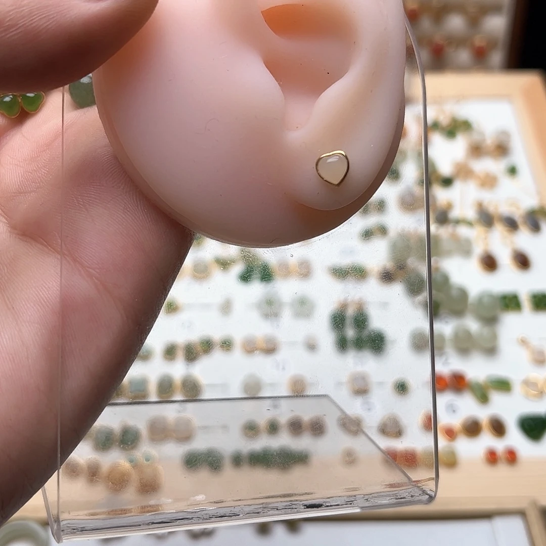 银S925镶嵌和田玉耳饰