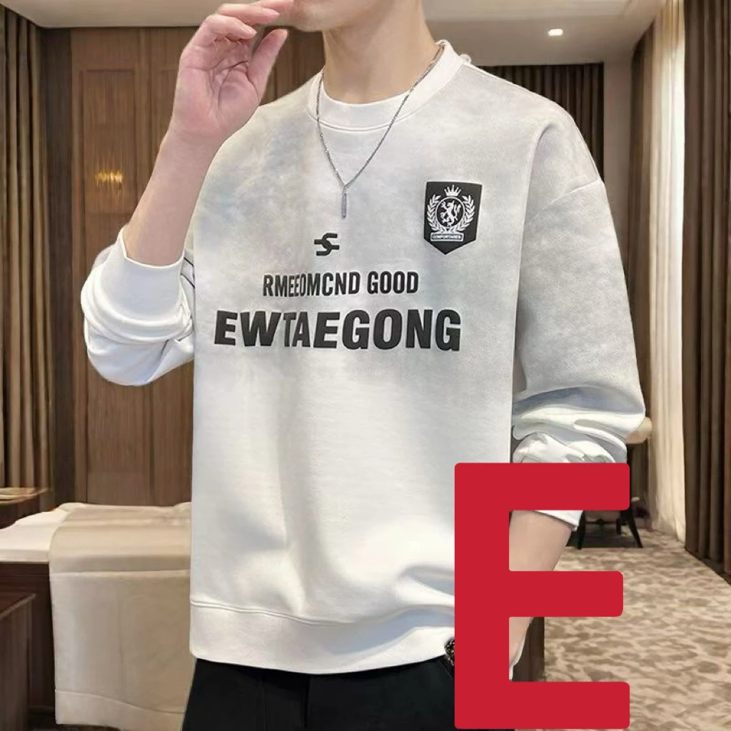 秋冬新款圆领长袖欧货重工T恤POLO衫男E