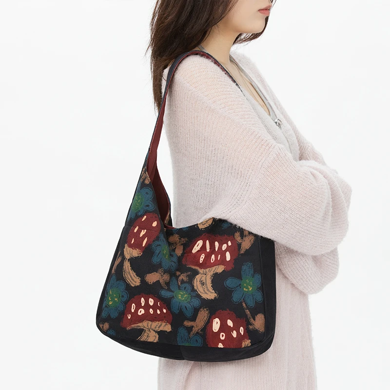 艺术鸭原创小众设计师款加侧单肩包手提印花休闲时尚百搭女包