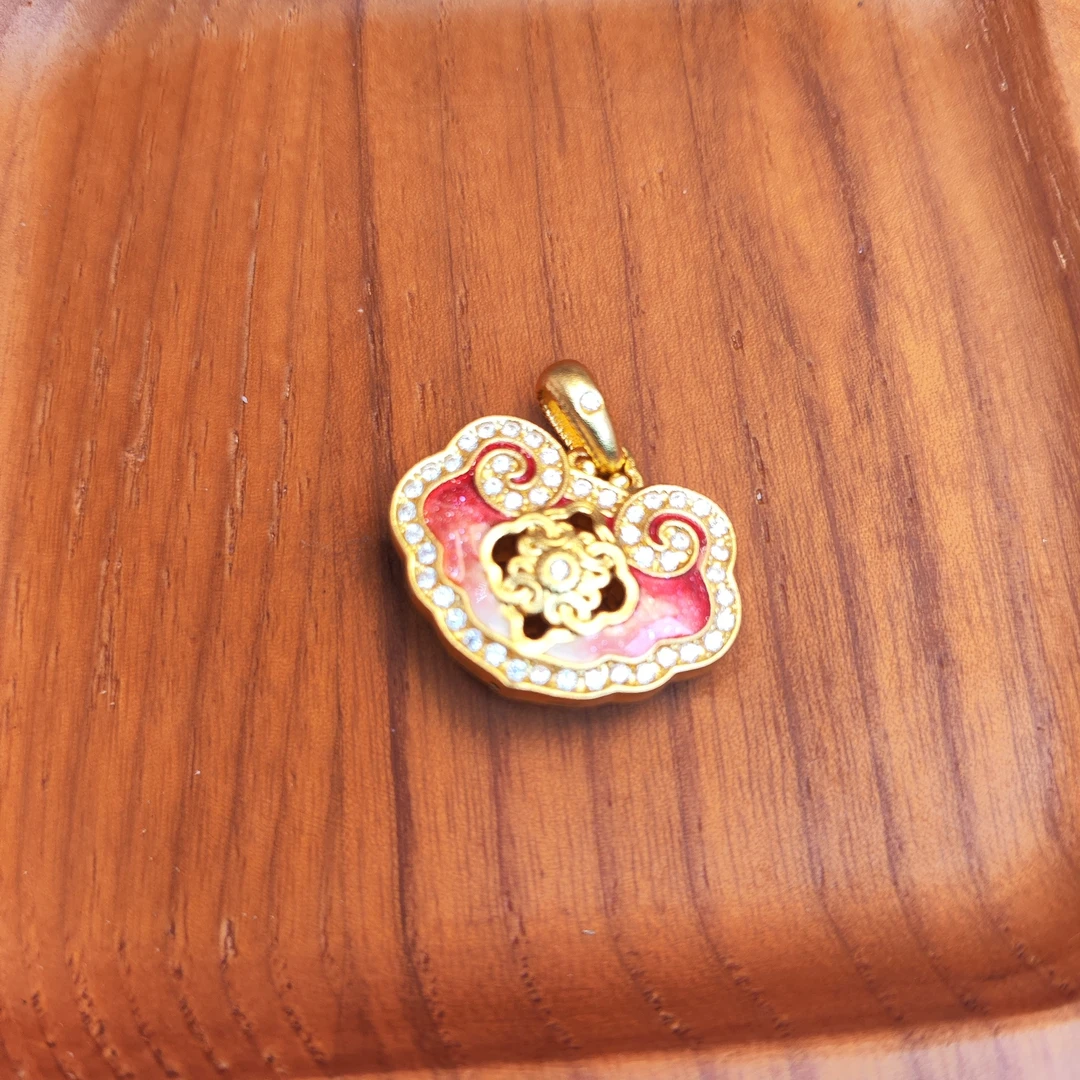 足金999珐琅彩红锁包