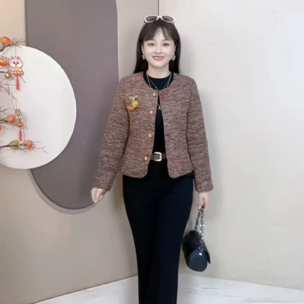 短外套小香风毛呢短款女秋季长袖圆领气质单排扣春秋显瘦 25091