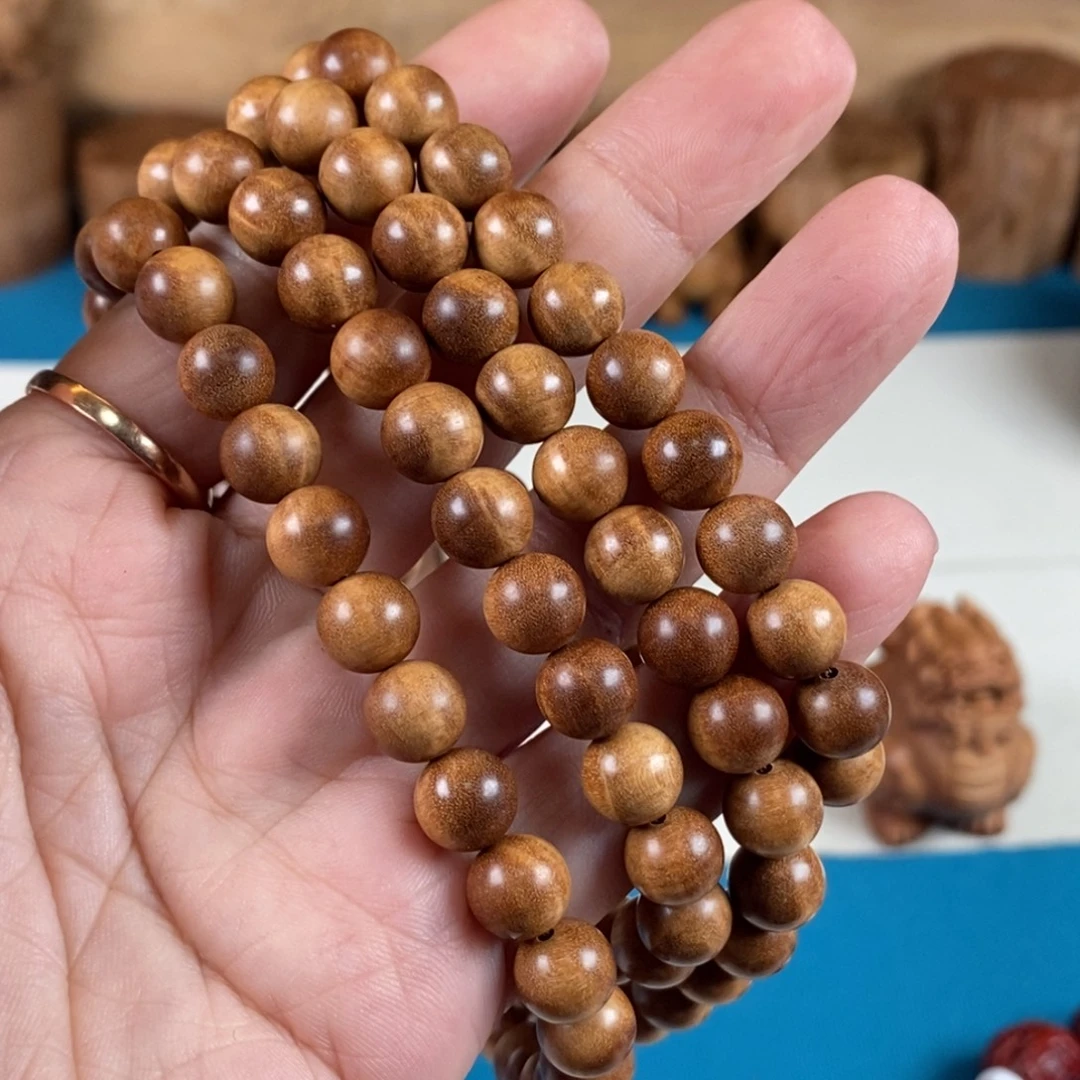 孤***园檀香木手串/手链老山檀香横纹闪电水波0.8*108颗沉水