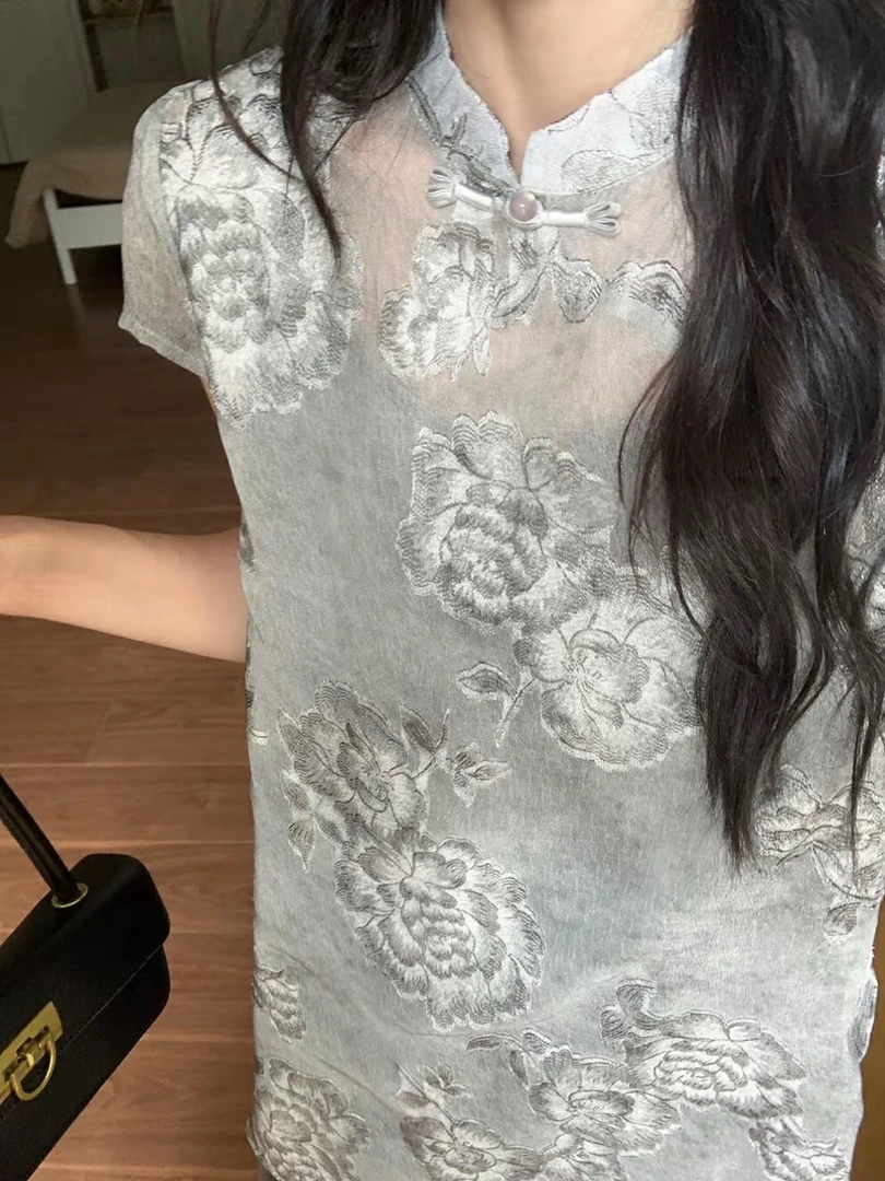 洋气新中式复古盘扣显瘦衬衫女