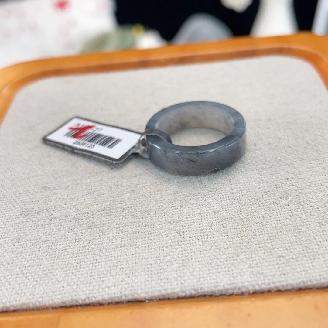 和田玉未镶嵌戒指U51点墨直切16.8不退换