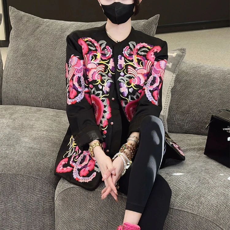 新中式中国风独特超好看气质高级感小众黑色外套女2024年新款早秋