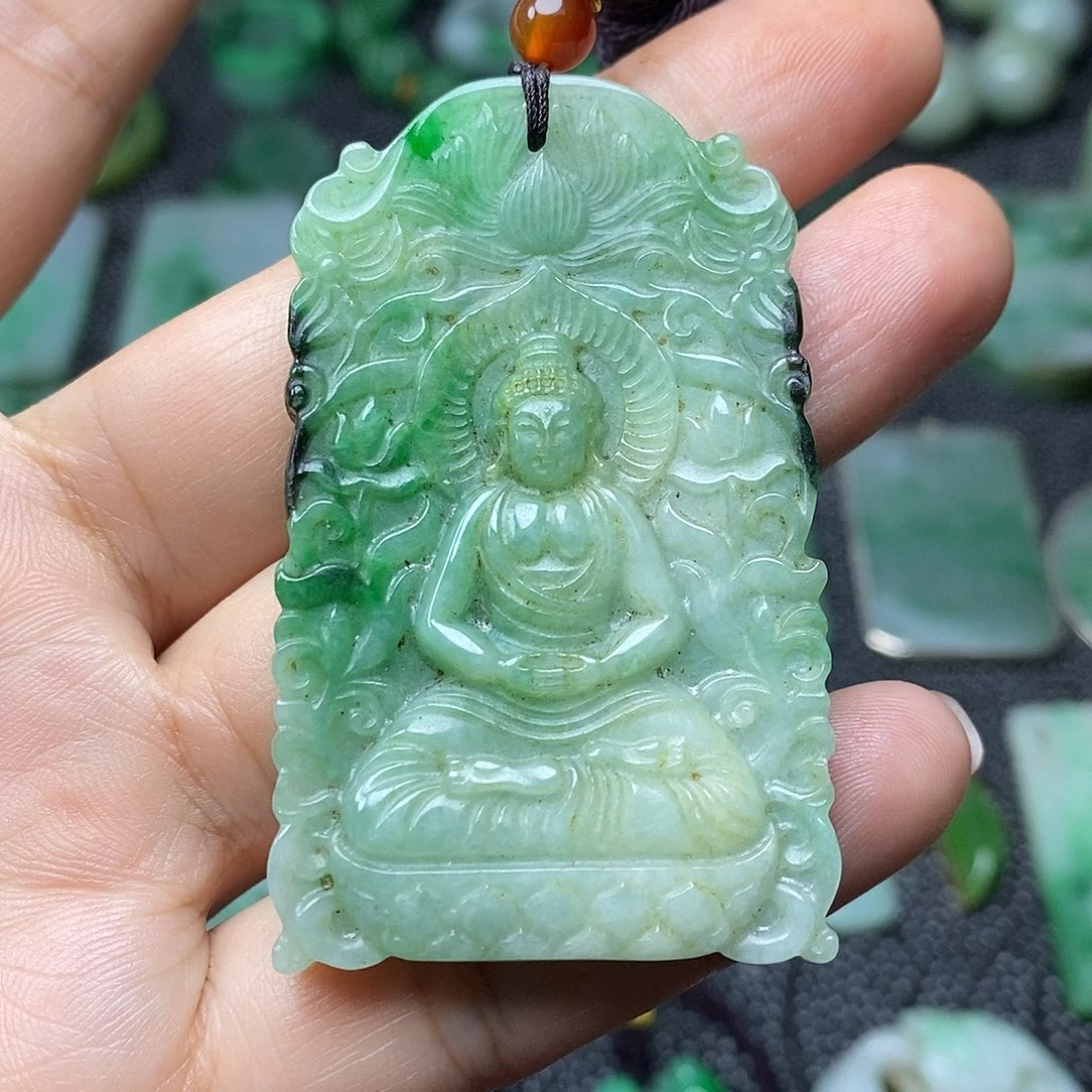 翡翠挂件未镶嵌缅甸天然翡翠大日如来