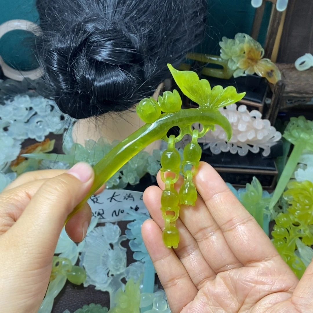 ****宝蛇纹石玉未镶嵌发饰