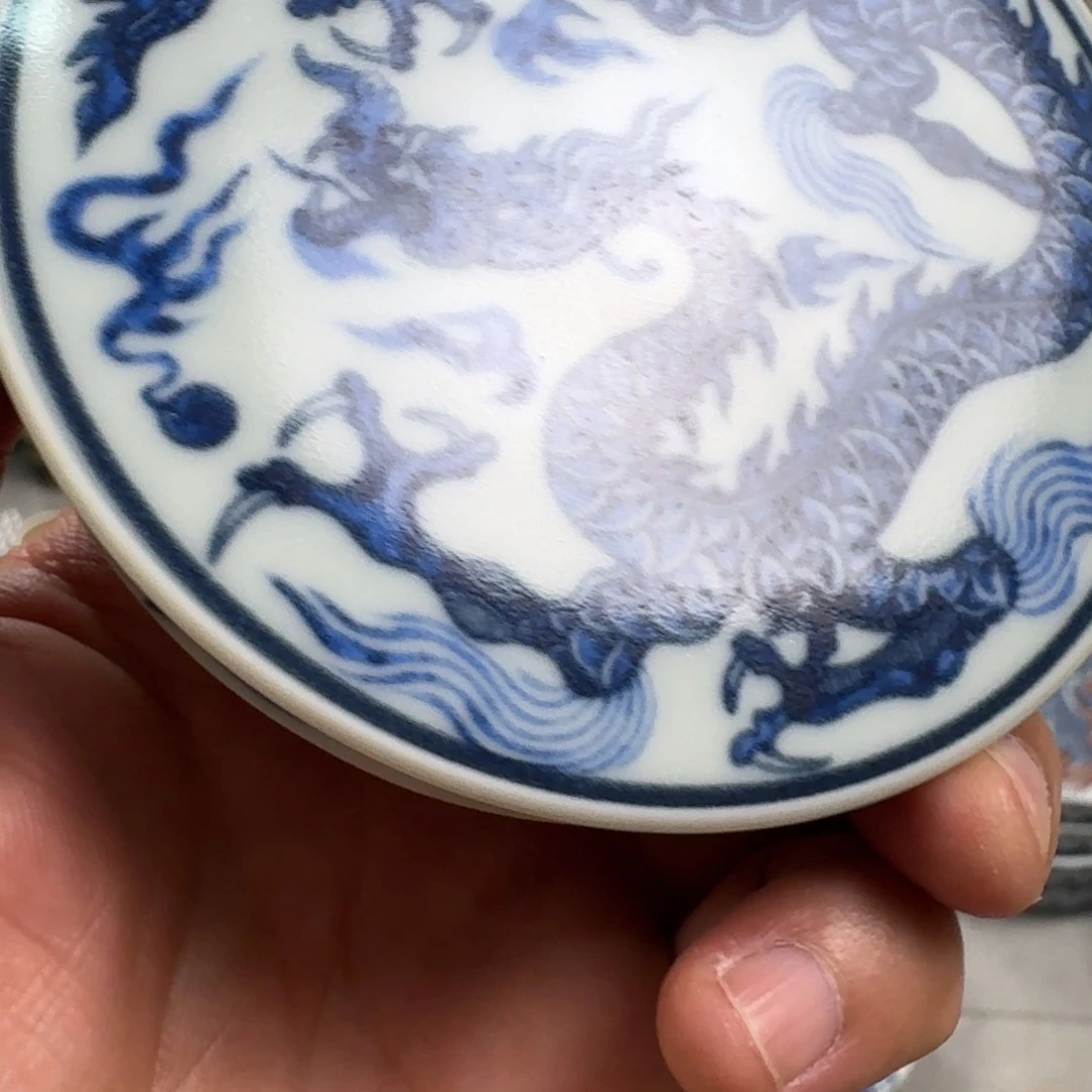 杯青花铠甲龙盖置