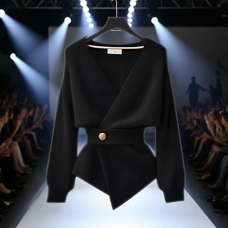 韩系慵懒风时尚百搭针织衫上衣女装秋季2025新款软糯轻奢收腰毛衣