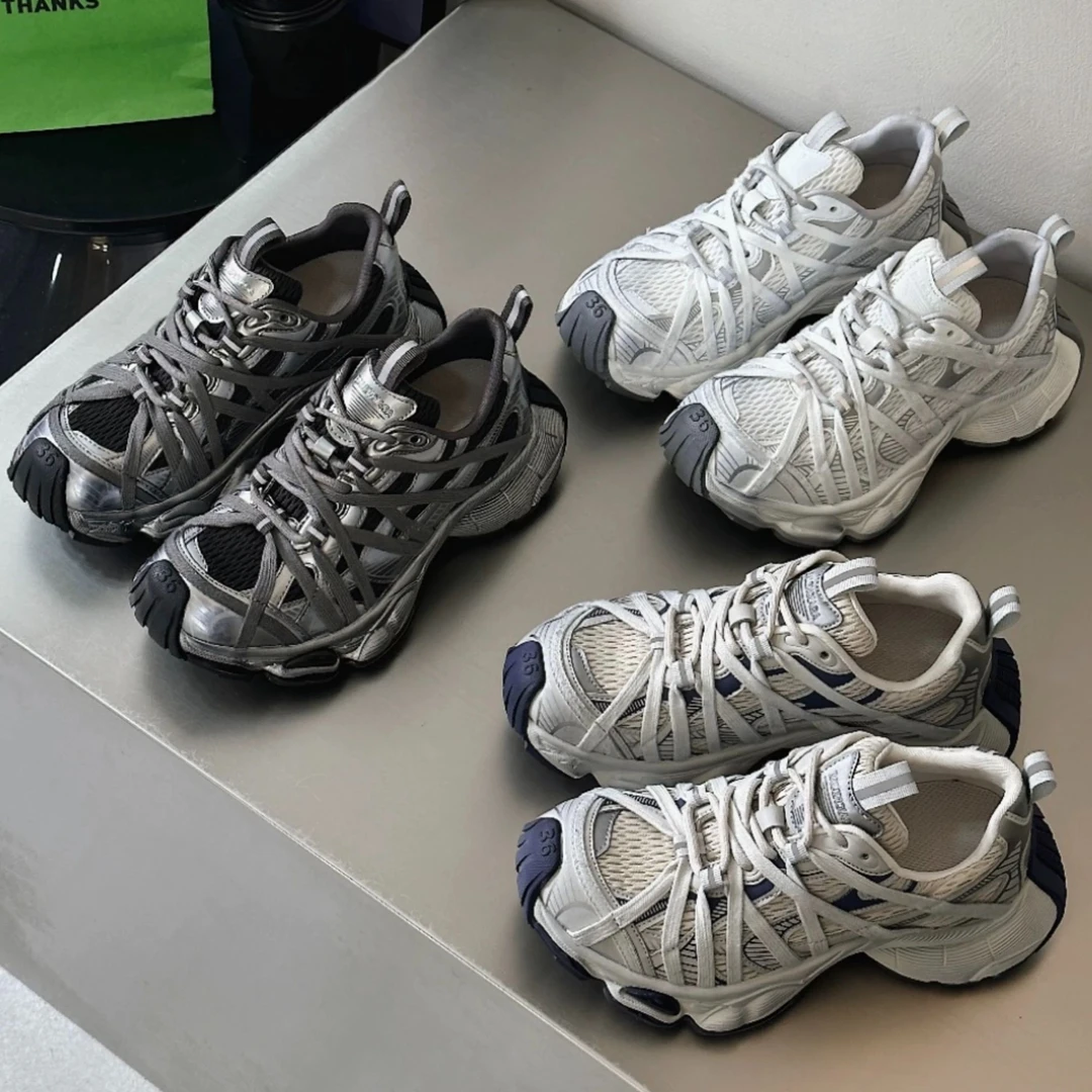 网面厚底老爹鞋女2025春新款增高透气小圆头脏脏鞋小众运动鞋5215