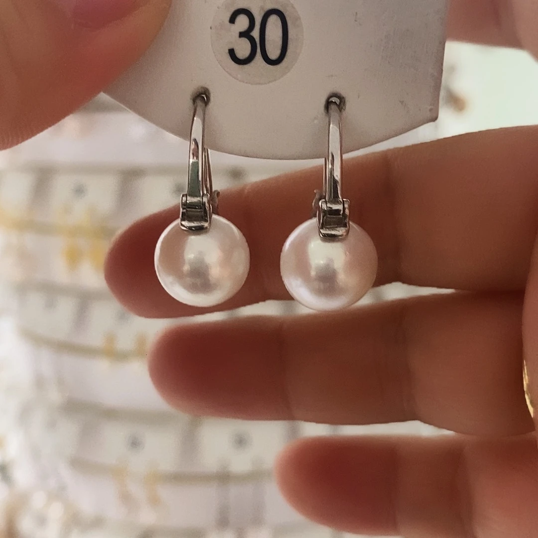 淡水珍珠耳饰银S925镶嵌