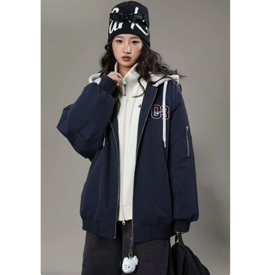 25WT178女童加厚夹棉连帽外套2025秋冬洋气女孩冬装大童冬季棉服