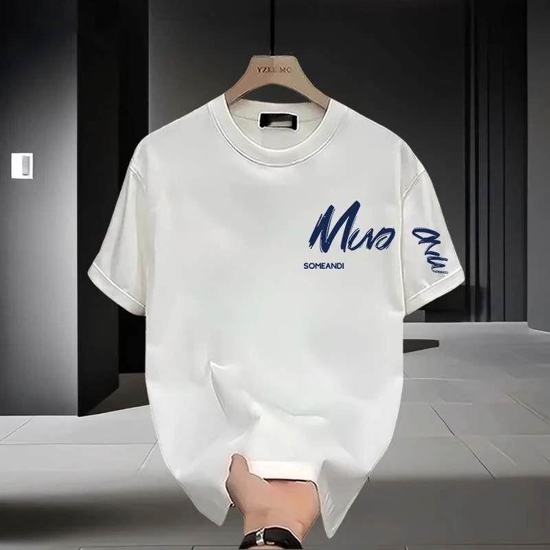 美式重磅纯棉短袖T恤男士休闲创意字母印花时尚潮流宽松半袖上衣