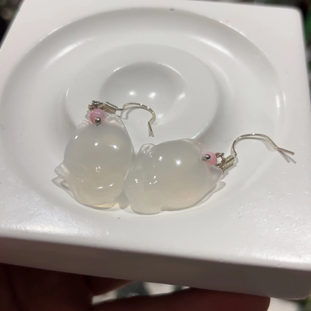 玛瑙/玉髓合金颈饰耳一对