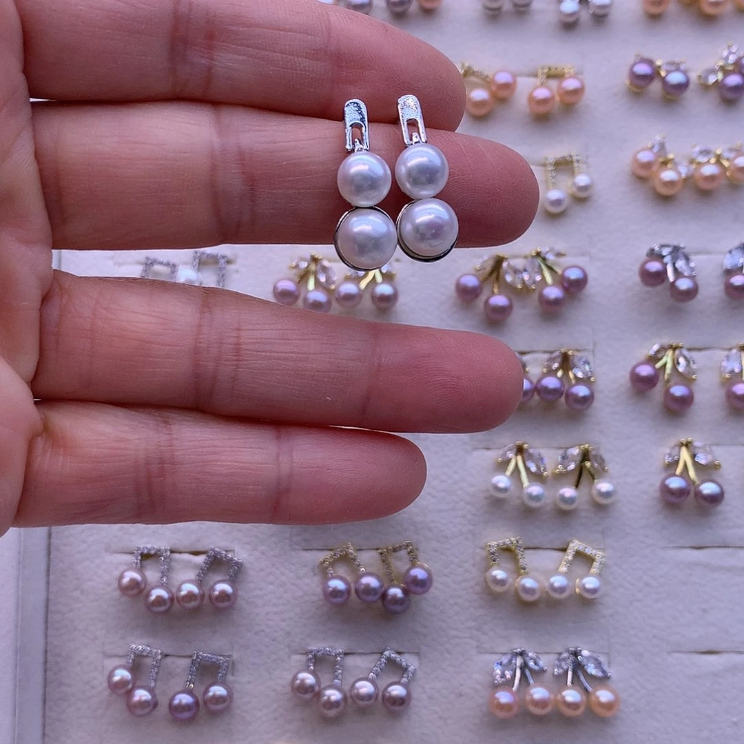 淡水珍珠耳饰合金