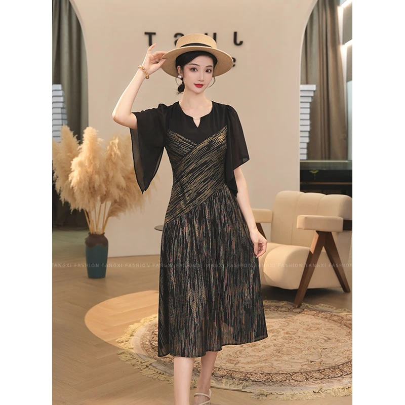 2025夏季新款【ZM-X50】时尚黑金气质轻奢时尚修身显瘦连衣裙