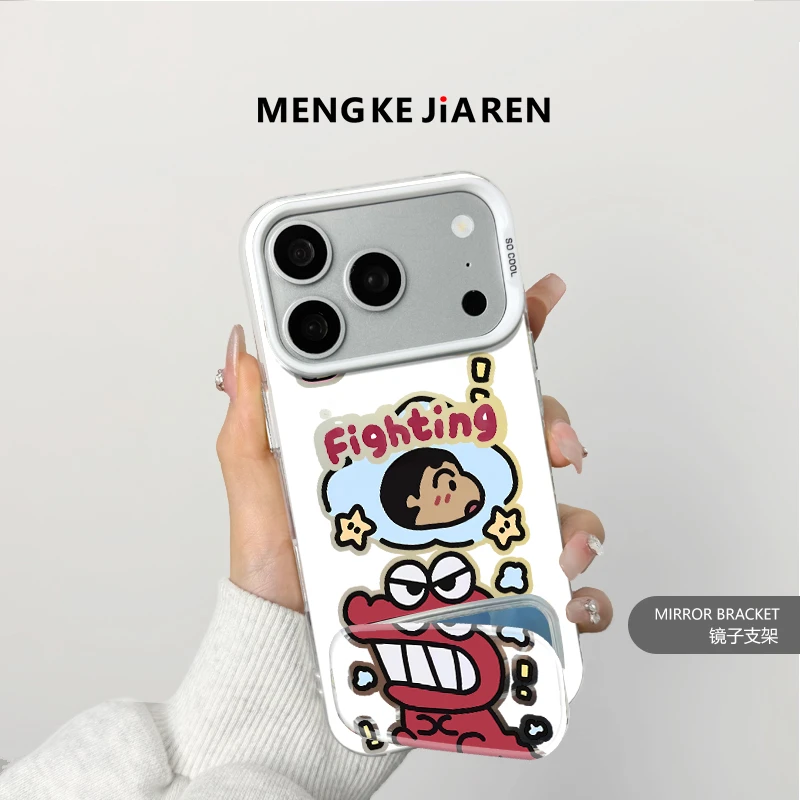 卡通版小新适用iPhone17promax折叠支架华为小米手机壳个性14男女