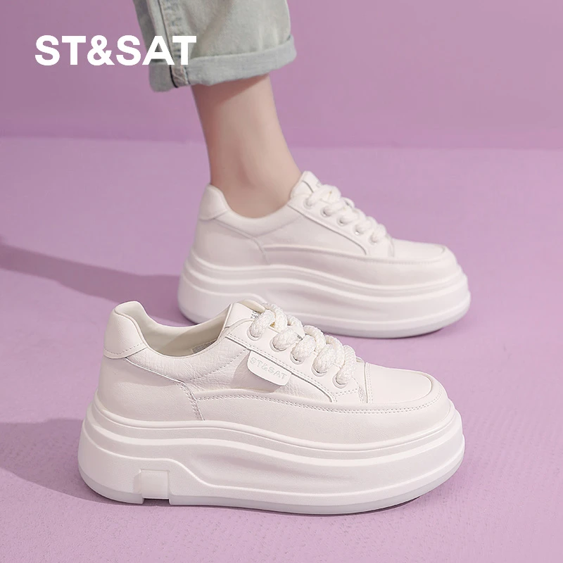 星期六厚底小白鞋2025爆款鞋春季女鞋白色增高运动休闲板鞋百搭