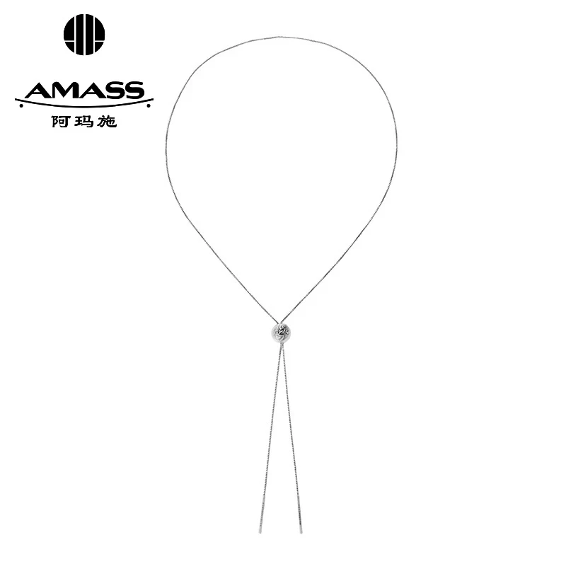 铜项链 AMASS/阿玛施新款简约质感球形珠饰抽拉长款铜项链590054