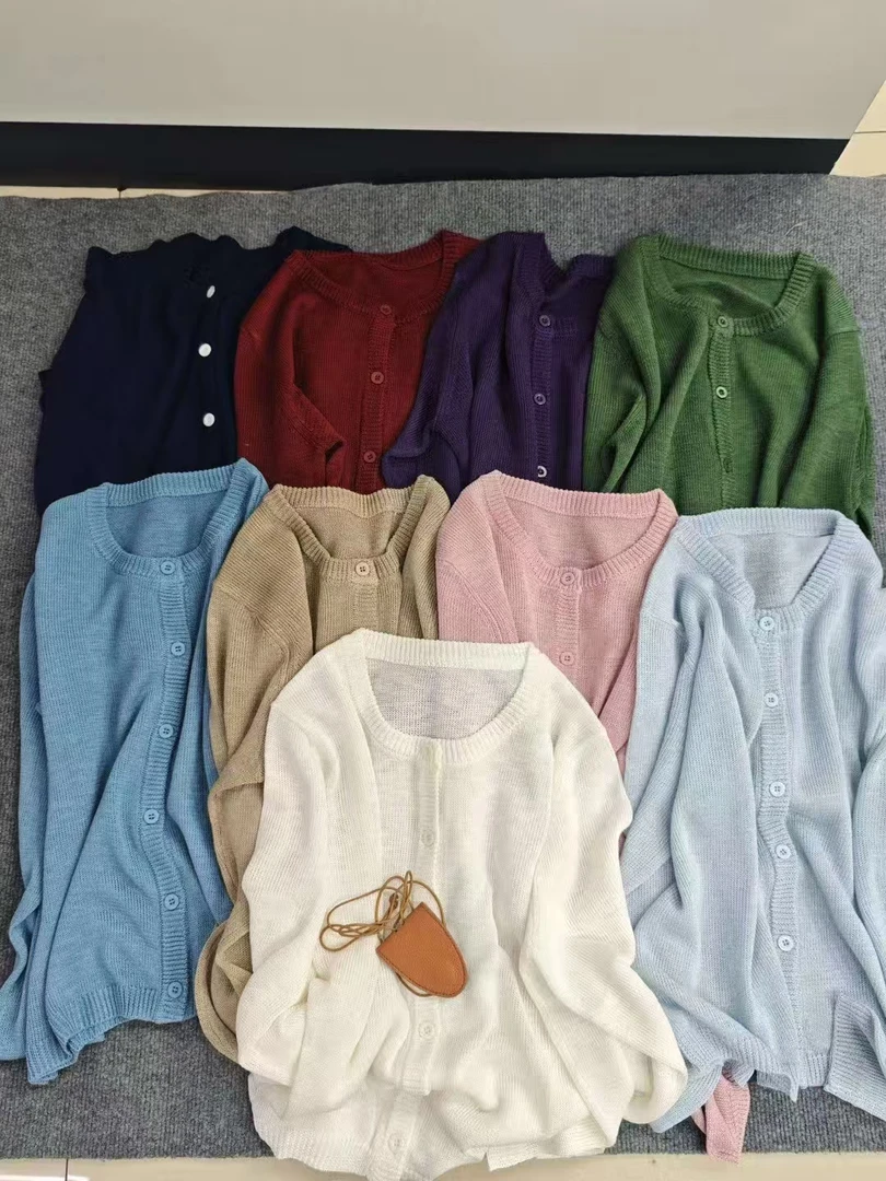 上衣百搭夏季套头时尚ins长袖毛衣圆领休闲风短款毛针织衫开衫