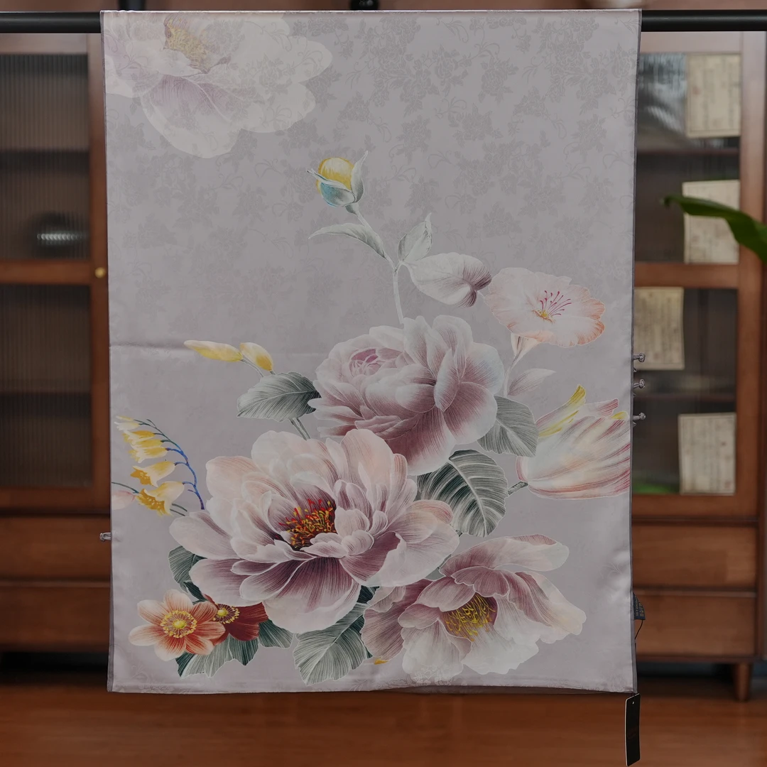 【A50-115 芍药】180*70盘扣丝巾气质百搭大方双面提花高档时尚中国