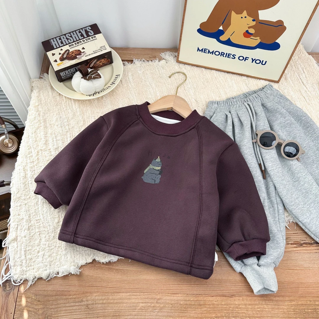 【朱鑫宇专属】加绒长袖卫衣2024年新款加绒儿童冬装打底衫BMD3568