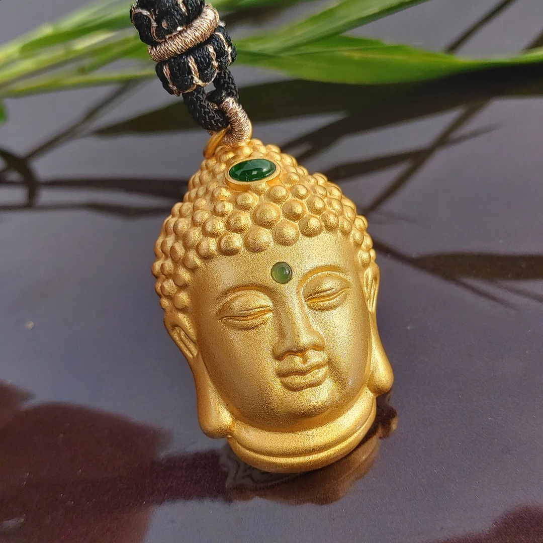（店长推荐）时尚大气翡翠戒面佛头吊坠