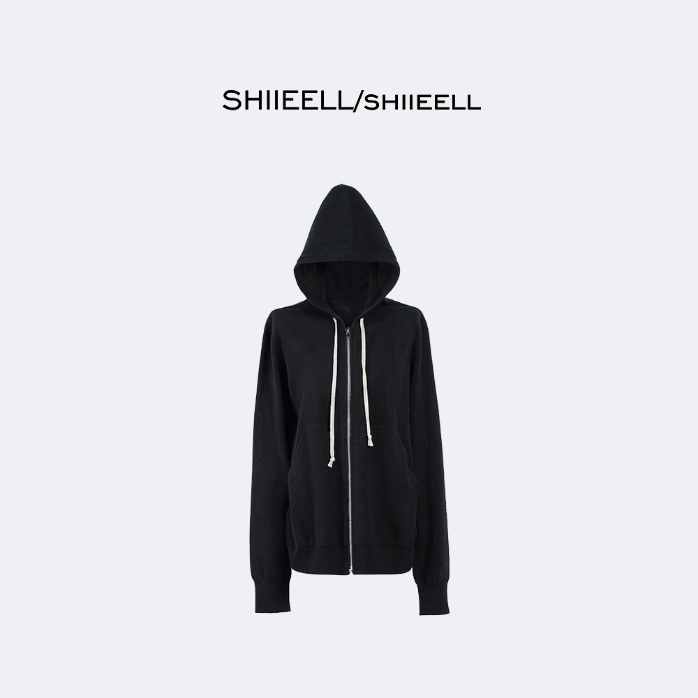 SHIIEELL现货 经典拉链羊毛羊绒混纺拉链显瘦针织开衫P5098