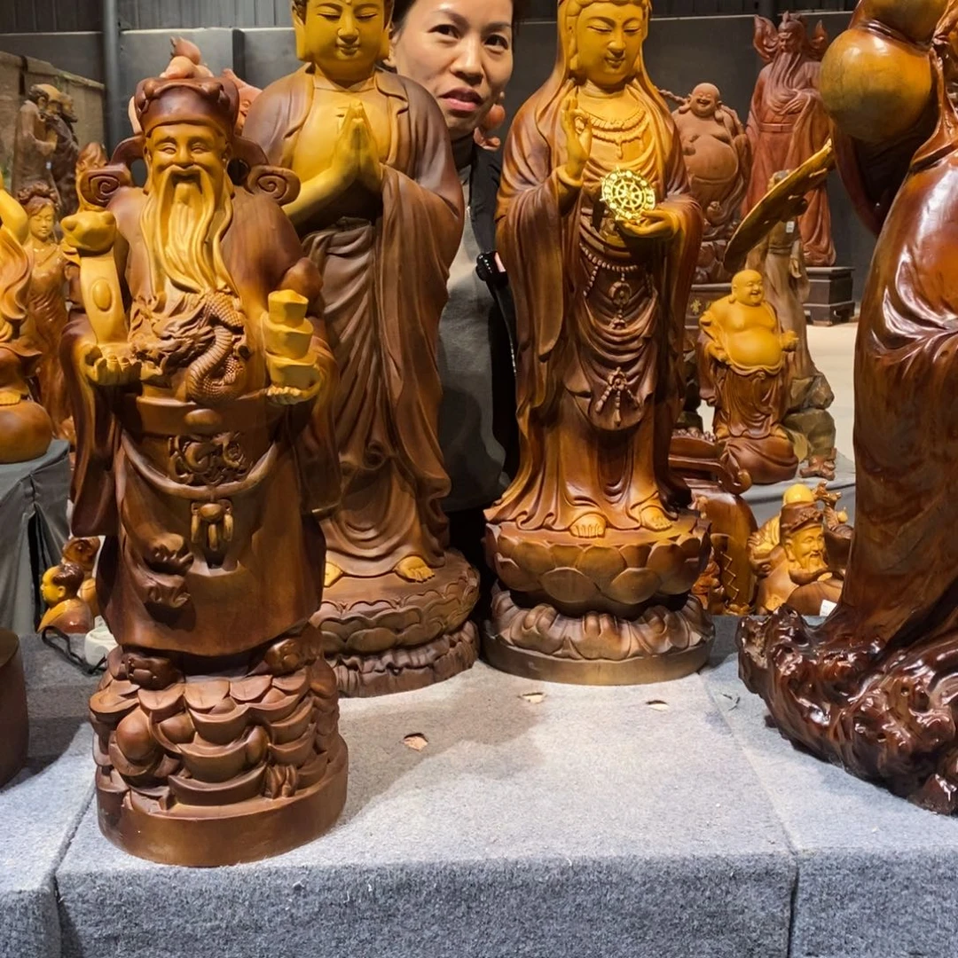 心****香榧木香樟木精雕财神60高