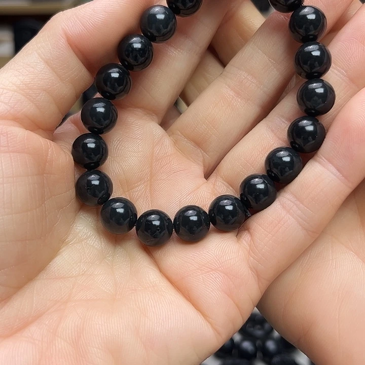 和田玉（墨玉）未镶嵌手链卡10圆珠