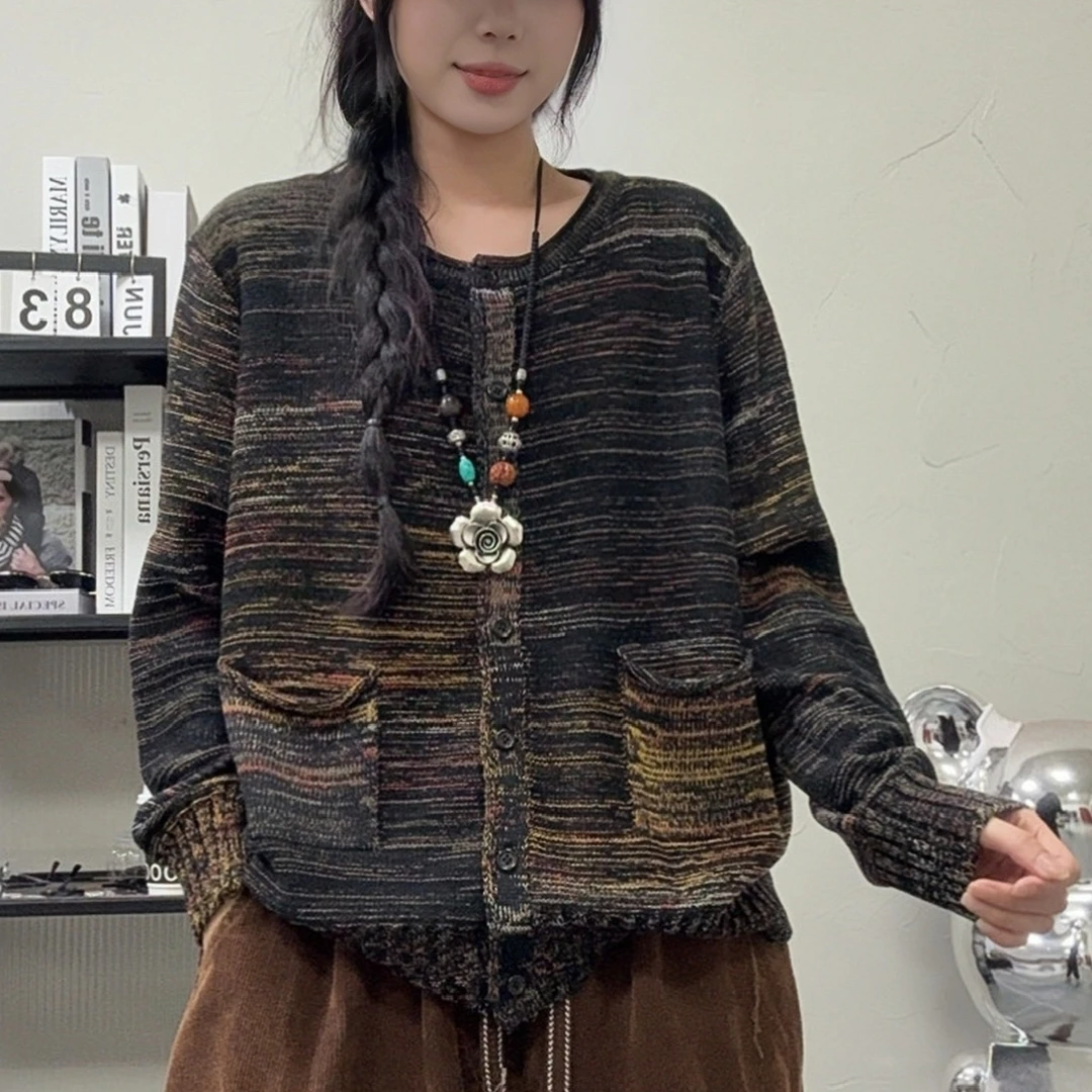 688315新款宽松休闲百搭彩色针织开衫