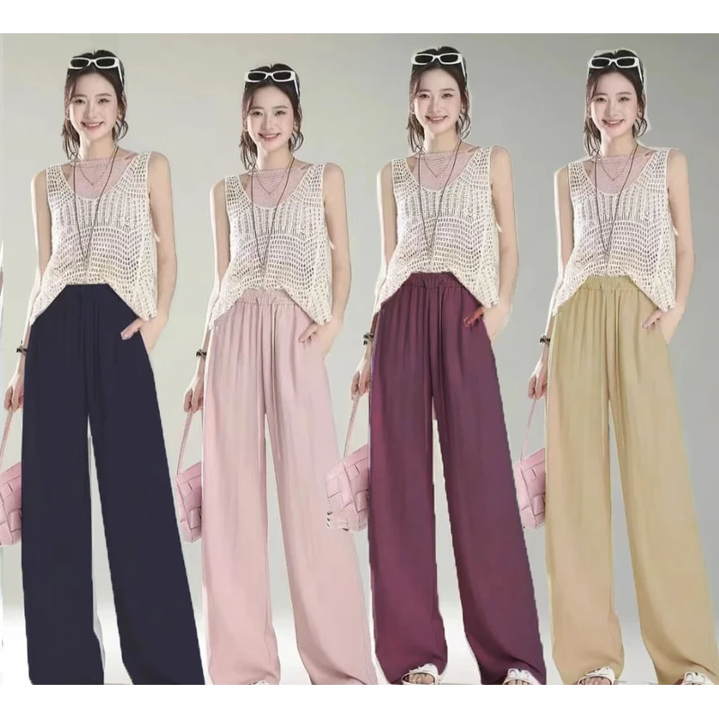 天丝亚麻显瘦显高免烫处理时尚无弹长裤高腰休闲裤2025夏季气质