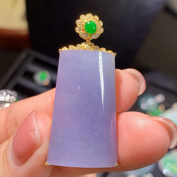 翡翠18K金镶嵌吊坠(不含链)