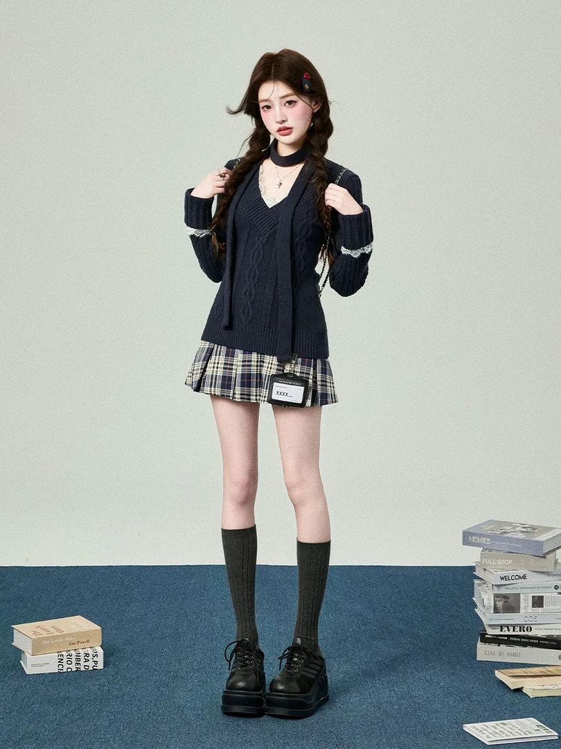 韩系针织毛衣2件套