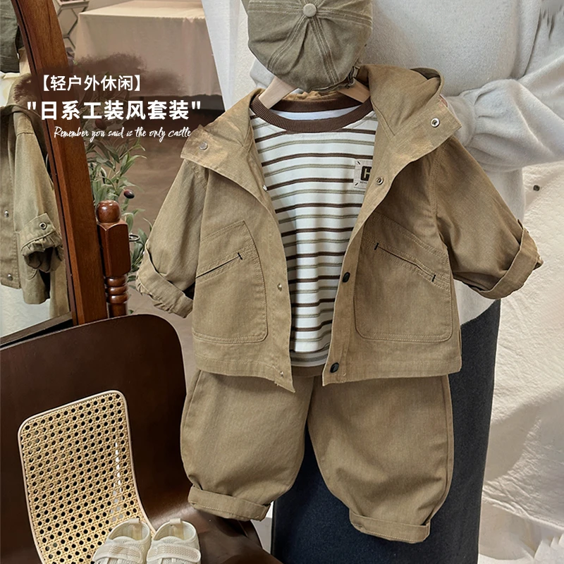 【直播专享】设计款~2025秋男童女童连帽休闲外套裤子两件套LY04