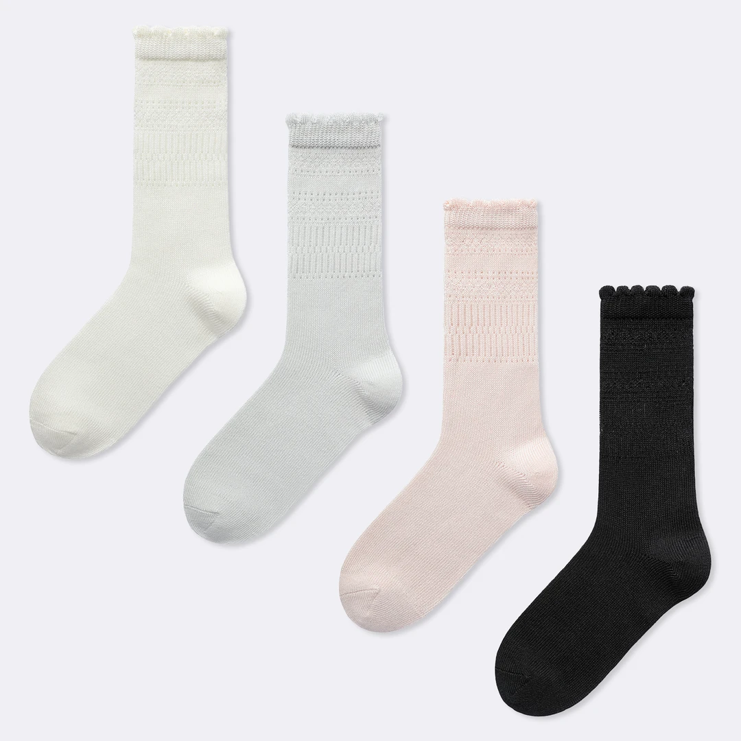 袜say春夏纯色堆堆袜木耳边中筒袜袜子薄款透气女款新款女袜夏季