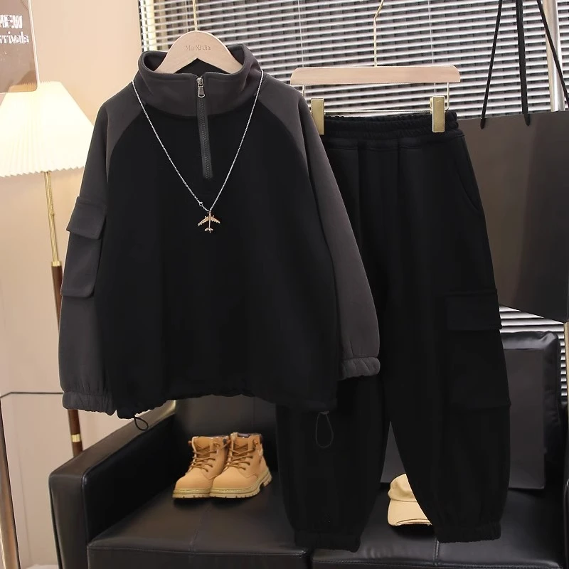 男童卫衣套装2025春季新款中大童宽松卫衣卫裤套装帅气潮款儿童