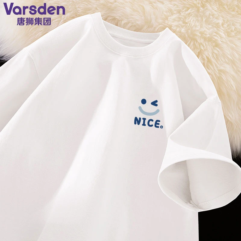 唐狮集团Varsden纯棉t恤男短袖夏季潮牌休闲正肩半袖宽松透气短袖