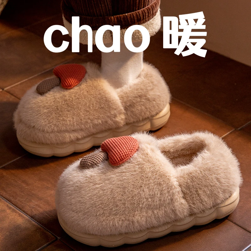 新款月子棉拖鞋女可爱2025年秋冬季新款毛绒保暖居家室内厚底拖鞋